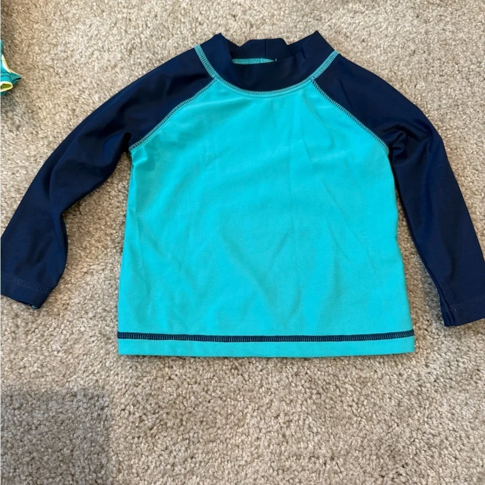 Carter's Teal and Navy Pineapple Rash Guard Swim Set - Picture 4 of 5